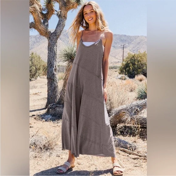 Ces Femme Boho Black Back Tie Wide Leg Jumper Jumpsuit, Small NWT - Picture 3 of 4